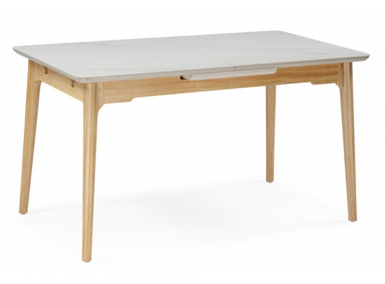 Стол Halmar 140(180)x80 белый спеченный камень / светлое дерево