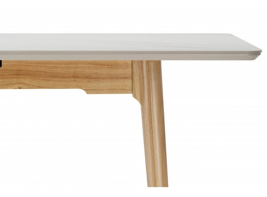 Стол Halmar 140(180)x80 белый спеченный камень / светлое дерево