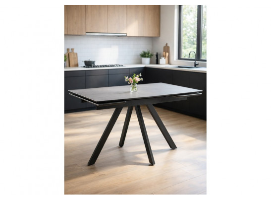Керамический стол Вилли 120(180)х80 сarmen light grey / черный
