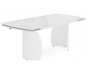 Керамический стол Готланд 180(240)x90 statuario titan gloss / белый