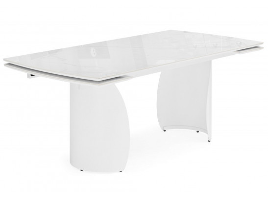 Керамический стол Готланд 180(240)x90 statuario titan gloss / белый