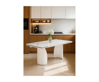 Керамический стол Готланд 180(240)x90 statuario titan gloss / белый