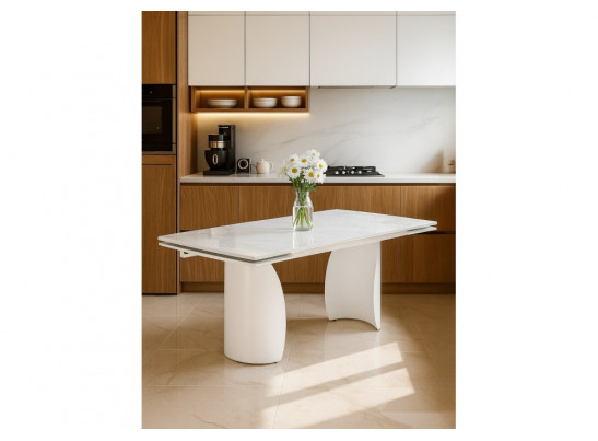 Керамический стол Готланд 180(240)x90 statuario titan gloss / белый