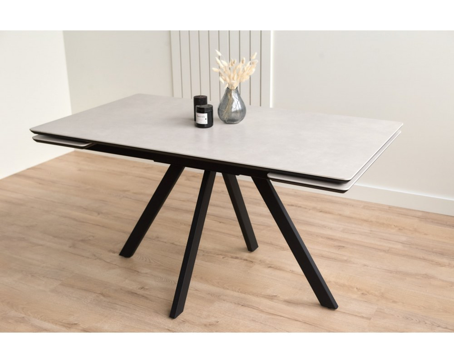 Керамический стол Вилли 140(200)х80 carmen light grey / черный