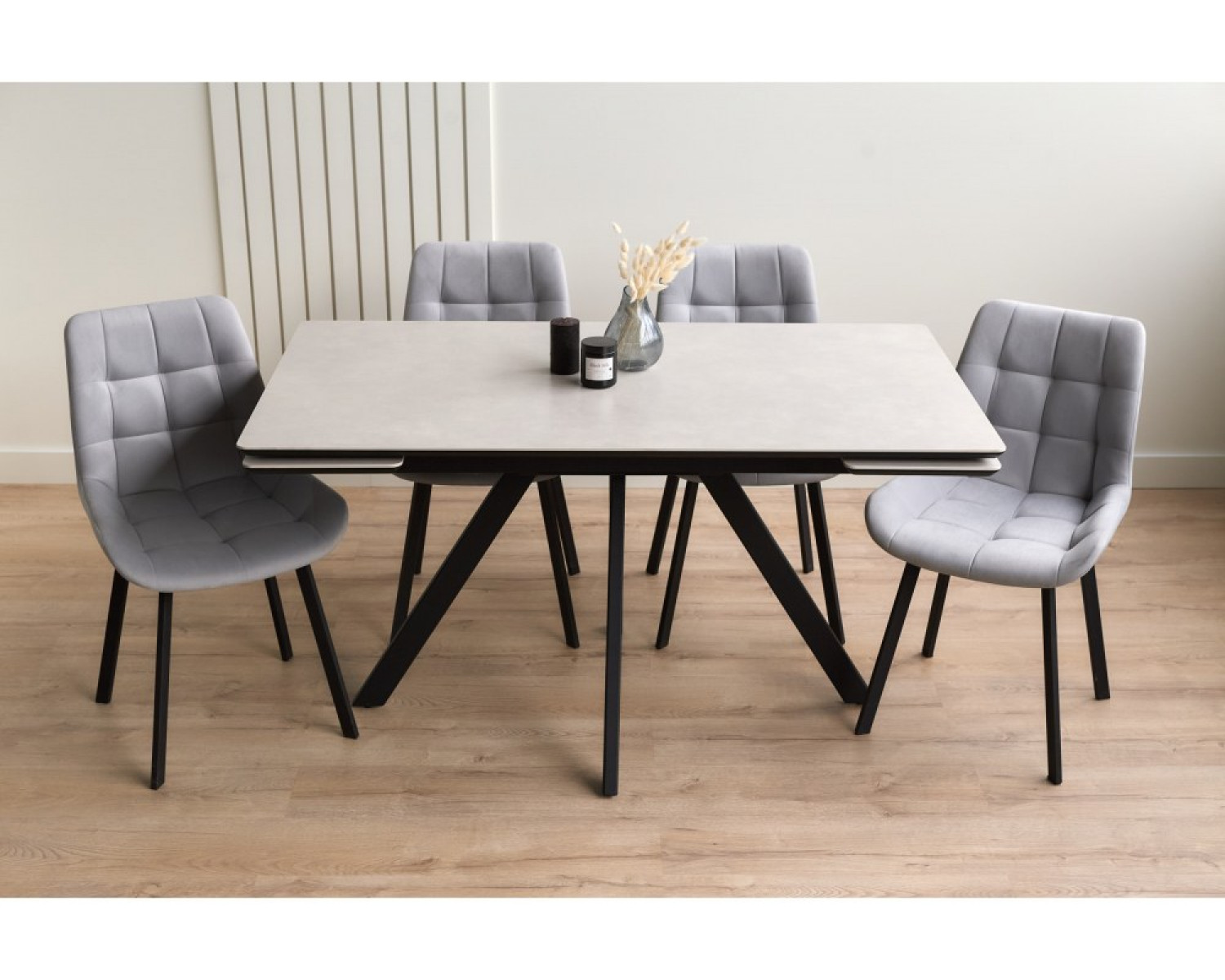 Керамический стол Вилли 140(200)х80 carmen light grey / черный