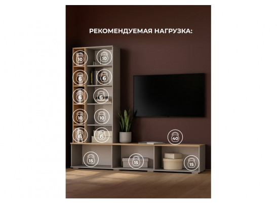 Модульная гостиная Филеста кашемир / дуб вотан комплектация 2