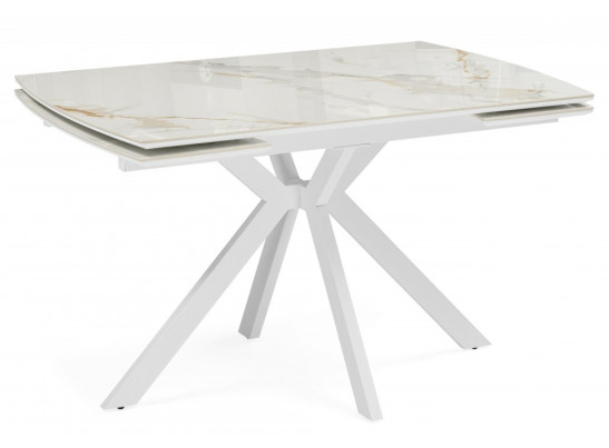 Керамический стол Катчел-2 120(180)x80 calacatta gold / белый