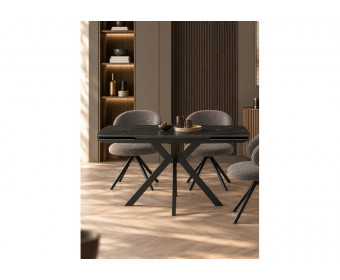 Керамический стол Катчел-2 120(180)x80 matte черный мрамор / черный