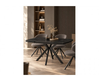 Керамический стол Катчел-2 120(180)x80 matte черный мрамор / черный
