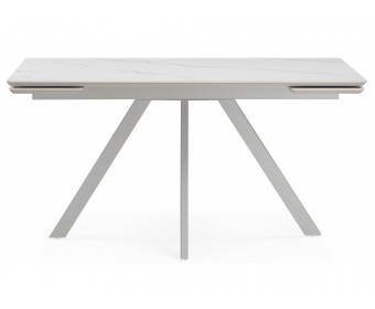 Керамический стол Вилли 140(200)х80 белый мрамор snow white / серый
