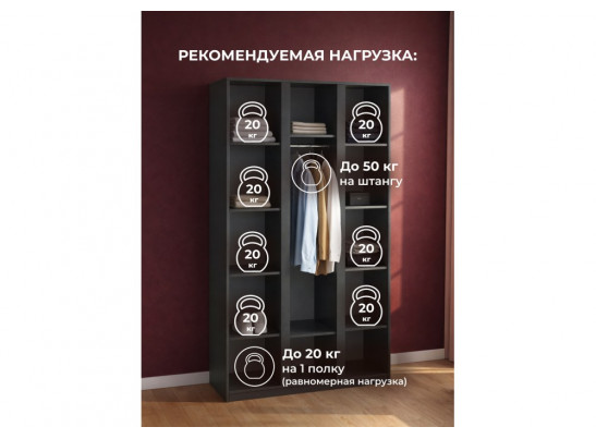 Шкаф Кассий 120 3-х ств графит