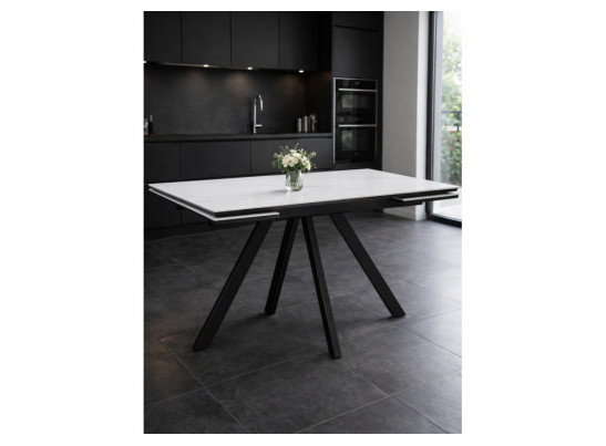 Керамический стол Вилли 120(180)х80 snow alpin white / черный