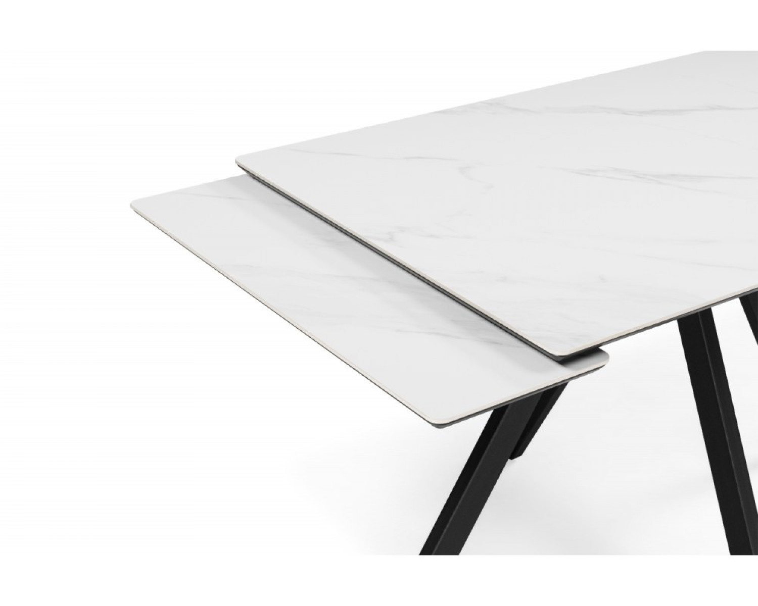 Керамический стол Вилли 120(180)х80 snow alpin white / черный