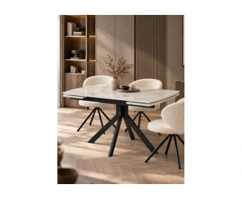 Керамический стол Катчел 120(180)x80 calacatta gold / черный