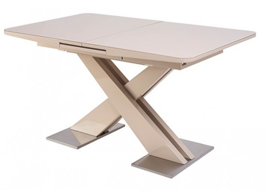 Стол CONTI 140 BEIGE GLASS бежевый глянец 