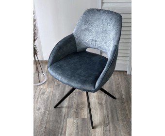 Стул БЕРРИС (BERRIES) 360 град. Синий Loris-37, велюр / темно-синий 7525-56 / черный каркас, DISAUR