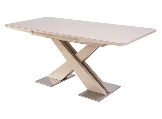 Стол CONTI 140 BEIGE GLASS бежевый глянец 