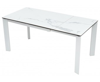 Стол КОРНЕР (CORNER) 120 цвет БЕЛЫЙ МРАМОР МАТОВЫЙ (MATTE STATUARIO керамика, стекло/ БЕЛЫЙ, ®DISAUR