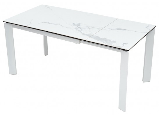 Стол КОРНЕР (CORNER) 120 цвет БЕЛЫЙ МРАМОР МАТОВЫЙ (MATTE STATUARIO керамика, стекло/ БЕЛЫЙ, ®DISAUR