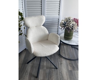 Стул ВАРДИ (VARDY) 360 град.поворот. Белый букле XD841-01 / Серый, ®DISAUR