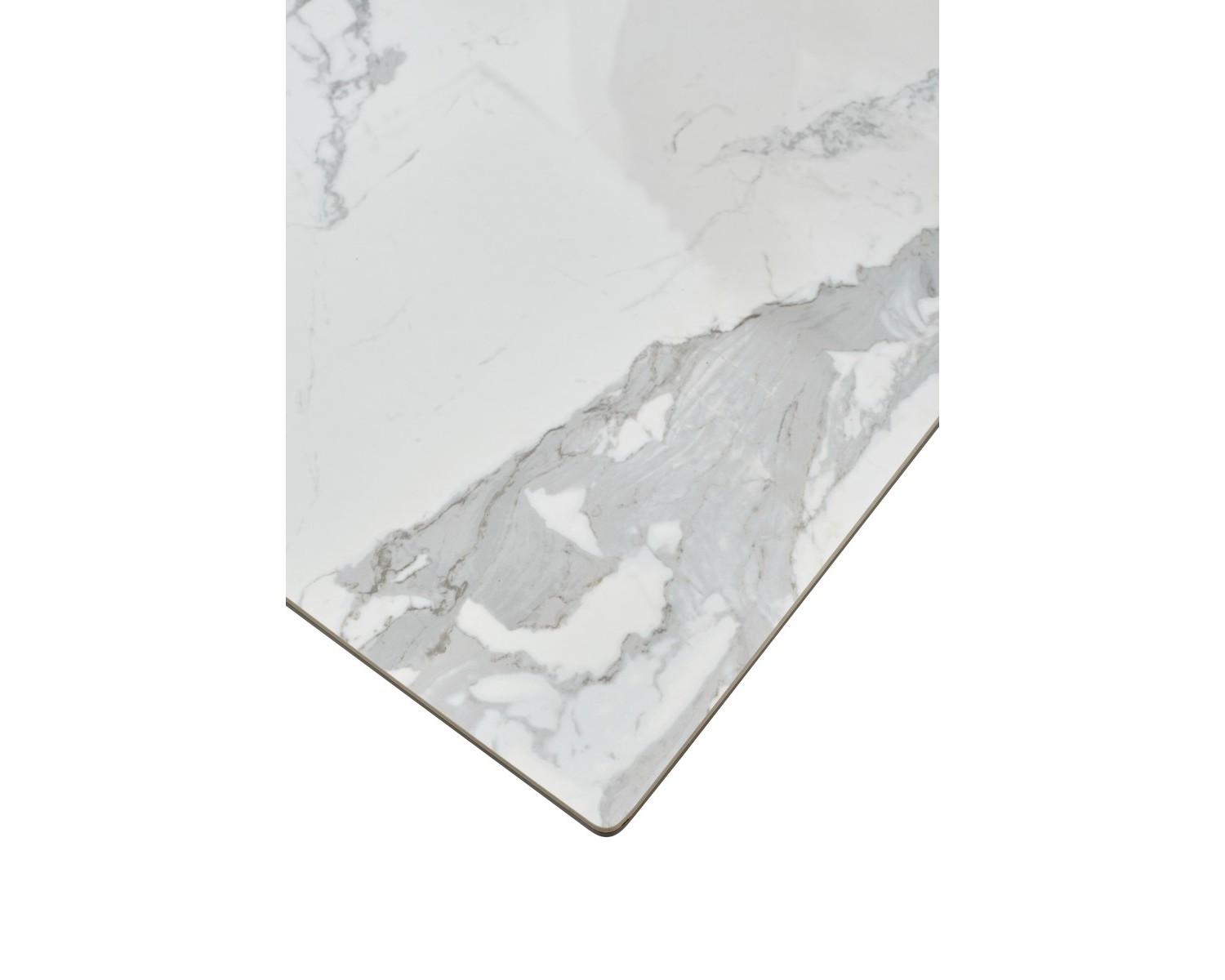 Стол CREMONA 160 HIGH GLOSS STATUARIO Белый мрамор глянцевый, керамика/ белый каркас