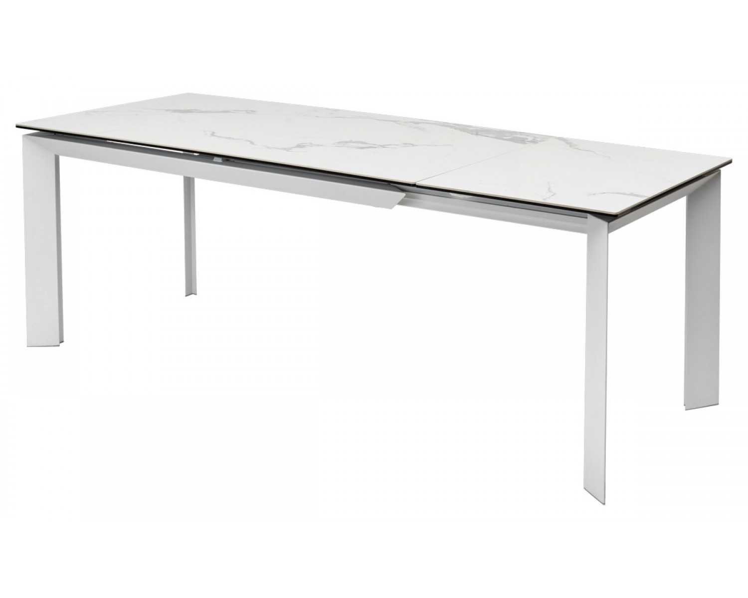Стол CREMONA 160 HIGH GLOSS STATUARIO Белый мрамор глянцевый, керамика/ белый каркас