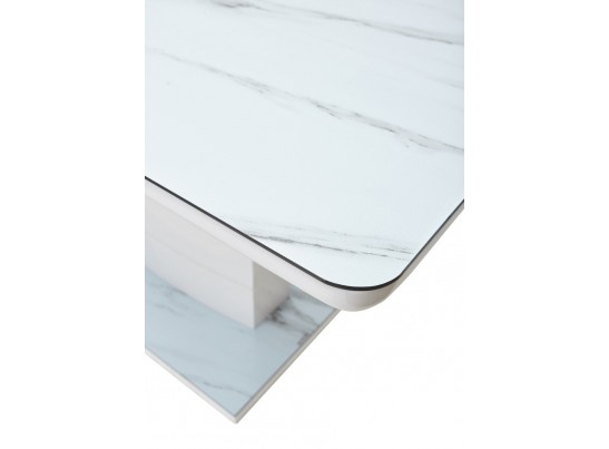 Стол ALTA 120 GREY-WHITE MARBLE/ WHITE глазурованное стекло 