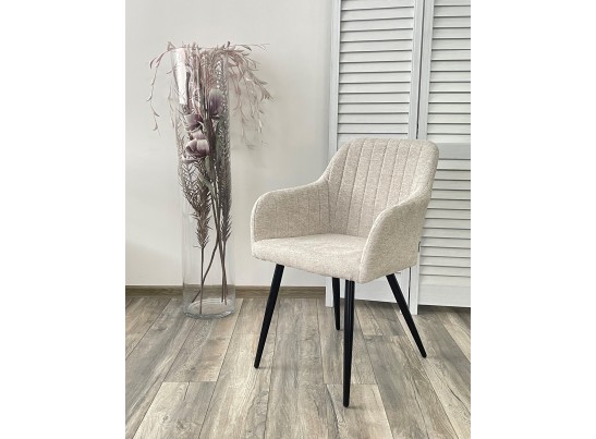 Стул BRANDY WZ2042-02 светло-бежевый фактурный велюр / черный каркас 