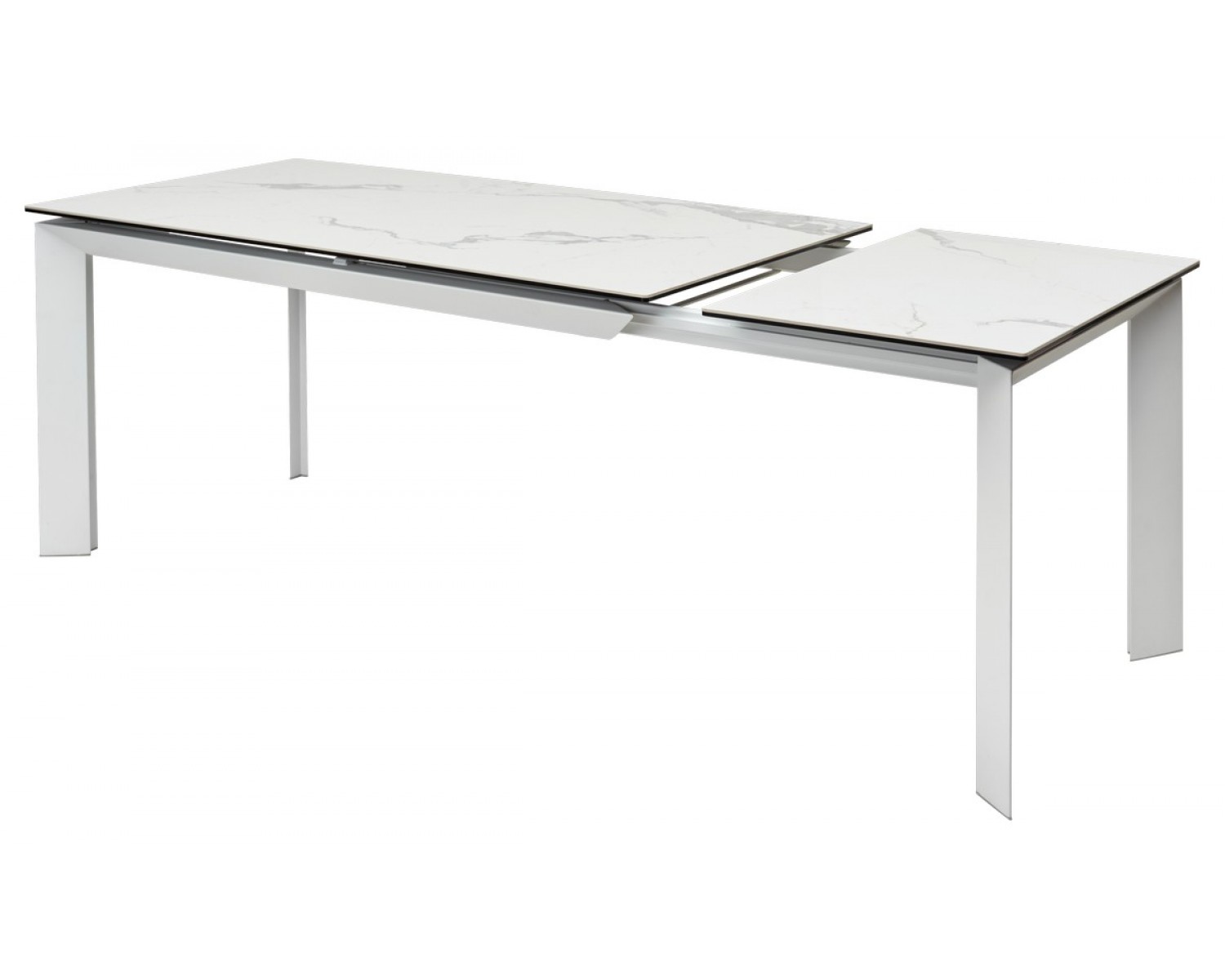 Стол CREMONA 160 HIGH GLOSS STATUARIO Белый мрамор глянцевый, керамика/ белый каркас