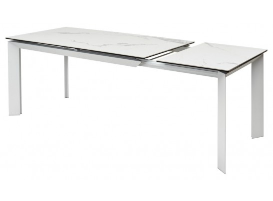 Стол CREMONA 160 HIGH GLOSS STATUARIO Белый мрамор глянцевый, керамика/ белый каркас 