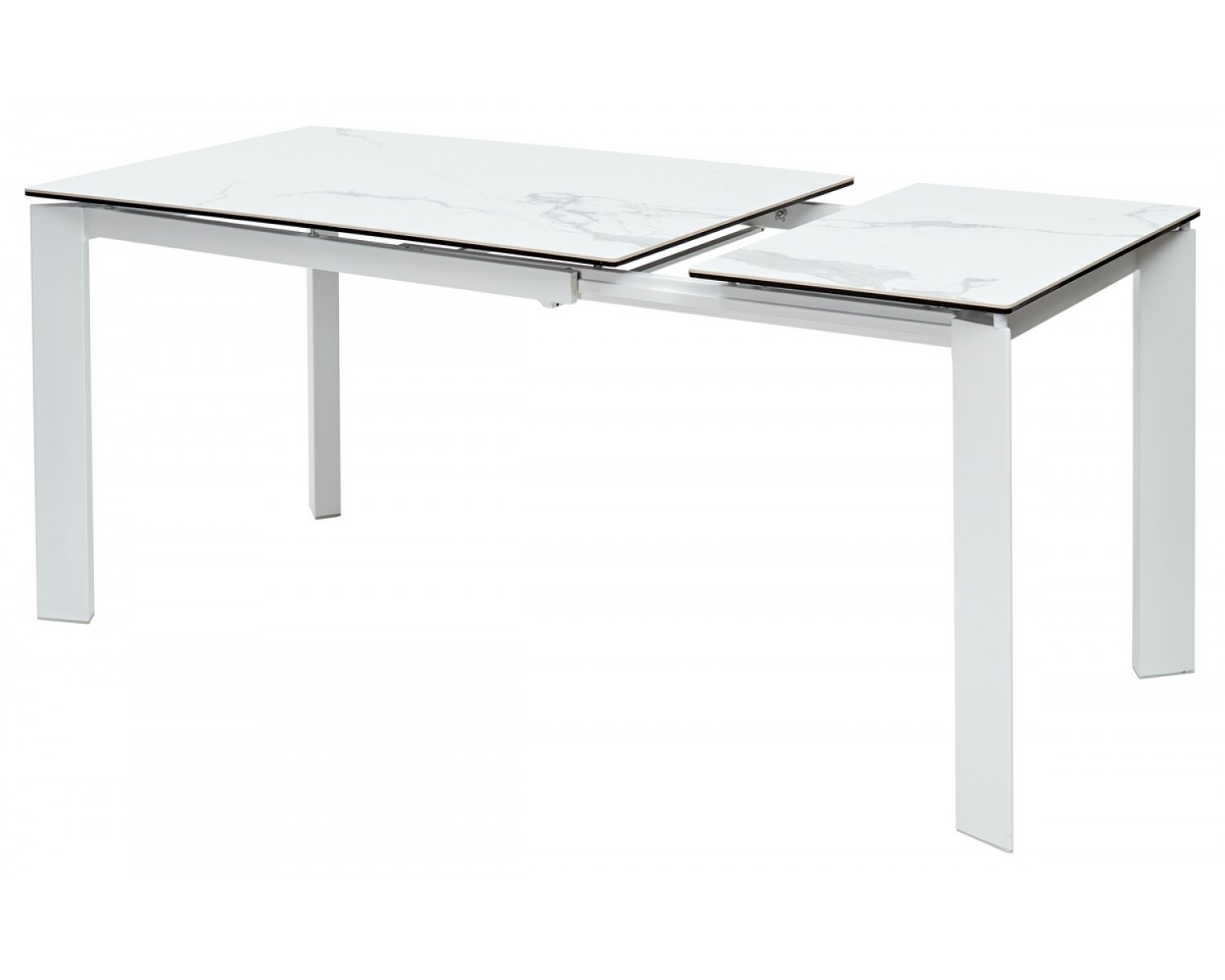 Стол КОРНЕР (CORNER) 120 цвет БЕЛЫЙ МРАМОР (HIGH GLOSS STATUARIO) керамика, стекло/ БЕЛЫЙ, ®DISAUR