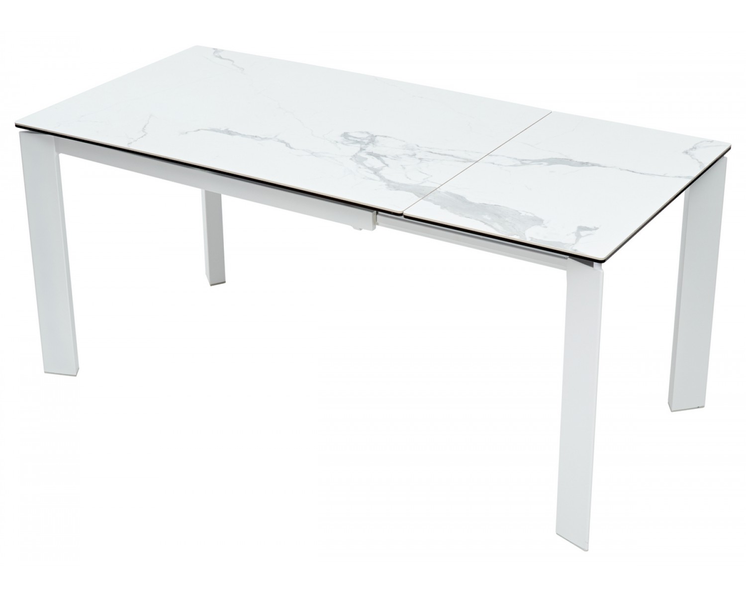 Стол КОРНЕР (CORNER) 120 цвет БЕЛЫЙ МРАМОР (HIGH GLOSS STATUARIO) керамика, стекло/ БЕЛЫЙ, ®DISAUR