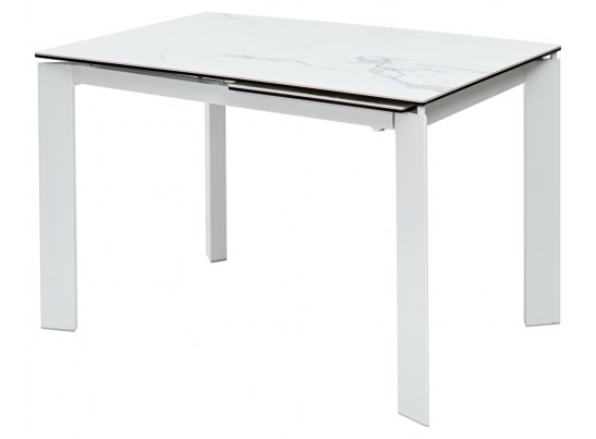 Стол КОРНЕР (CORNER) 120 цвет БЕЛЫЙ МРАМОР (HIGH GLOSS STATUARIO) керамика, стекло/ БЕЛЫЙ, ®DISAUR
