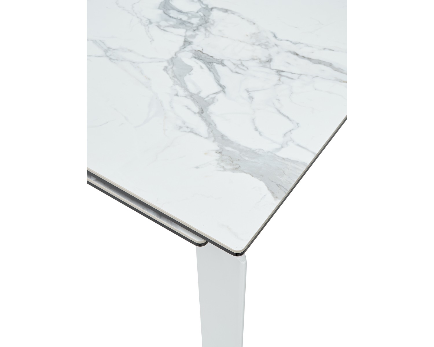 Стол КОРНЕР (CORNER) 120 цвет БЕЛЫЙ МРАМОР (HIGH GLOSS STATUARIO) керамика, стекло/ БЕЛЫЙ, ®DISAUR