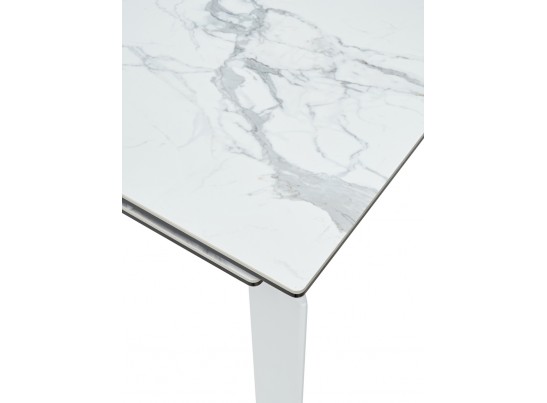 Стол КОРНЕР (CORNER) 120 цвет БЕЛЫЙ МРАМОР (HIGH GLOSS STATUARIO) керамика, стекло/ БЕЛЫЙ, ®DISAUR