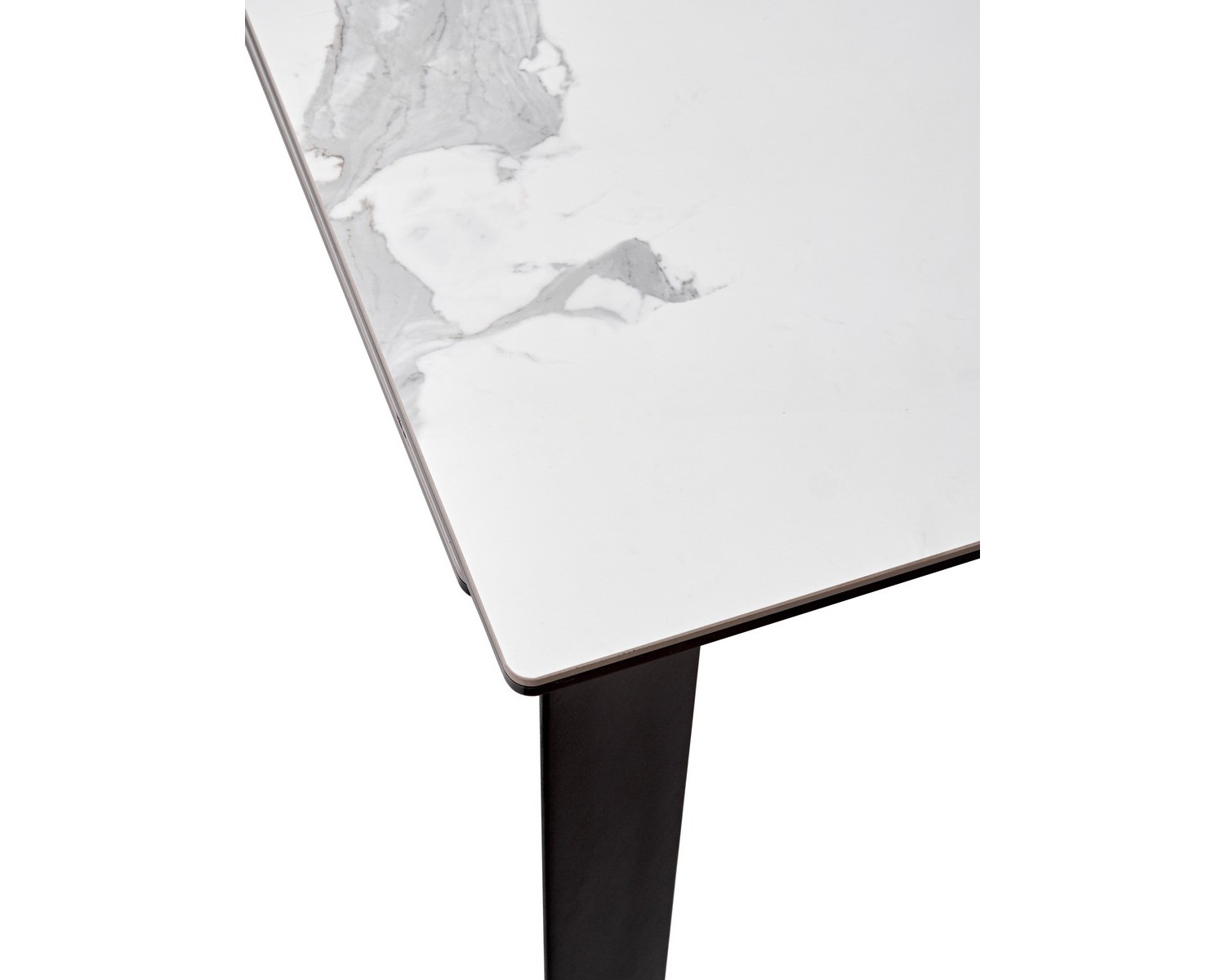 Стол CREMONA 160 HIGH GLOSS STATUARIO Белый мрамор глянцевый, керамика/ черный каркас
