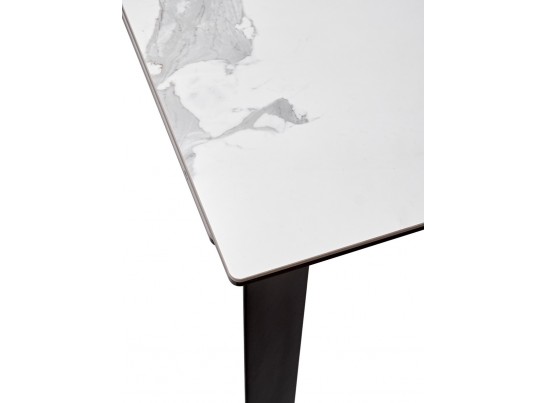 Стол CREMONA 160 HIGH GLOSS STATUARIO Белый мрамор глянцевый, керамика/ черный каркас 
