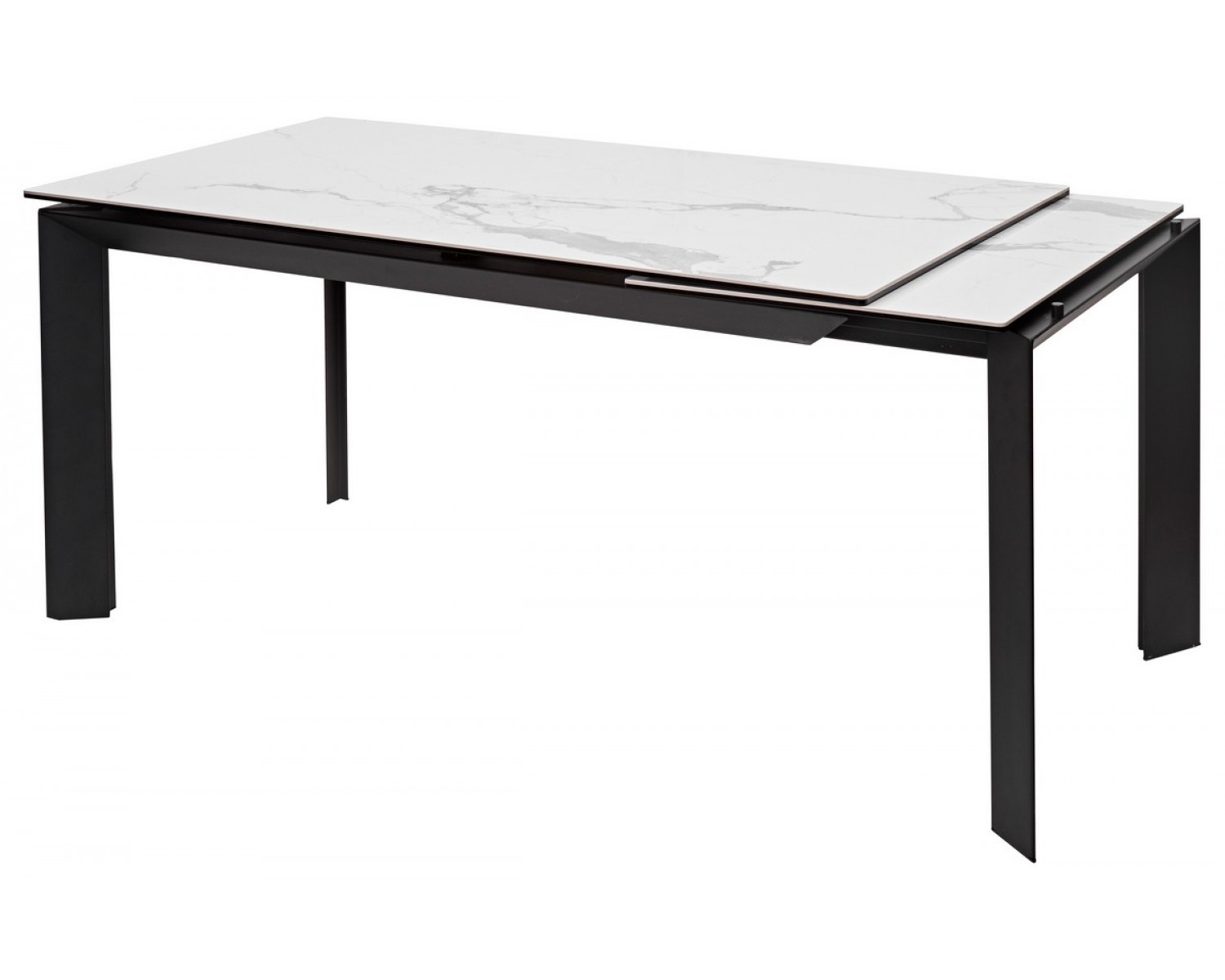 Стол CREMONA 160 HIGH GLOSS STATUARIO Белый мрамор глянцевый, керамика/ черный каркас