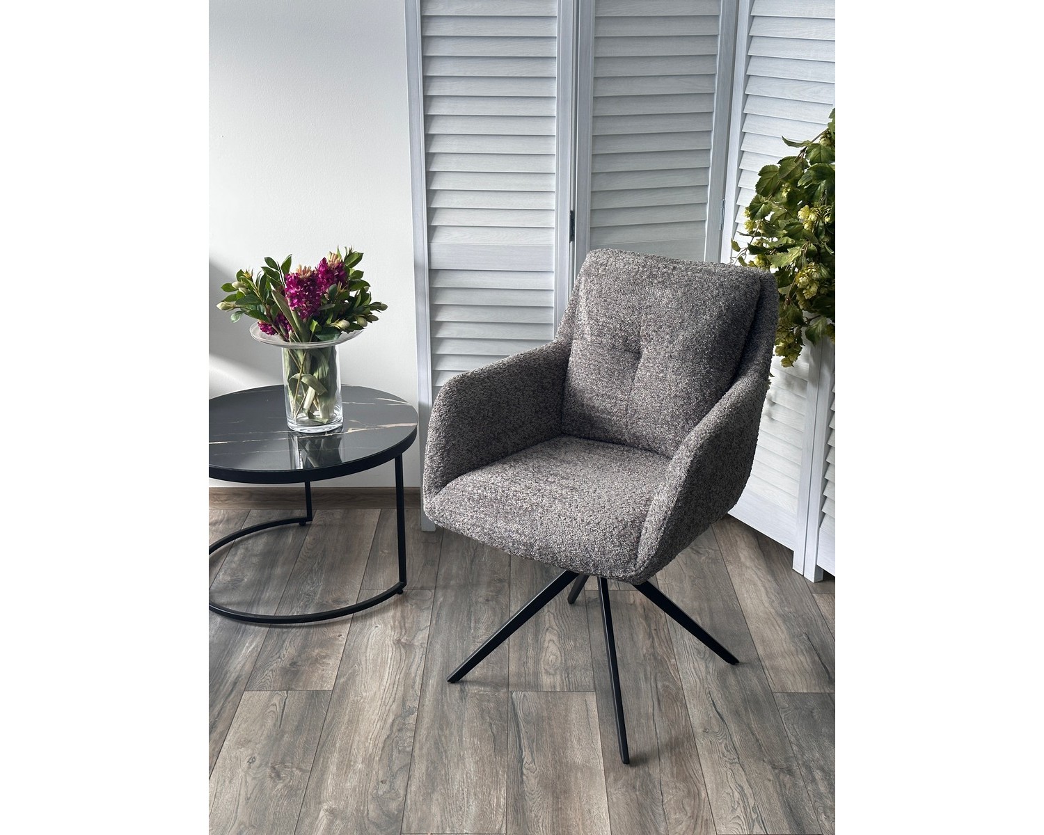 Стул MEADOW 360 град. поворот. Темно-серый XD841-16, букле / черный каркас, ®DISAUR
