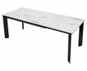 Стол CREMONA 160 HIGH GLOSS STATUARIO Белый мрамор глянцевый, керамика/ черный каркас 