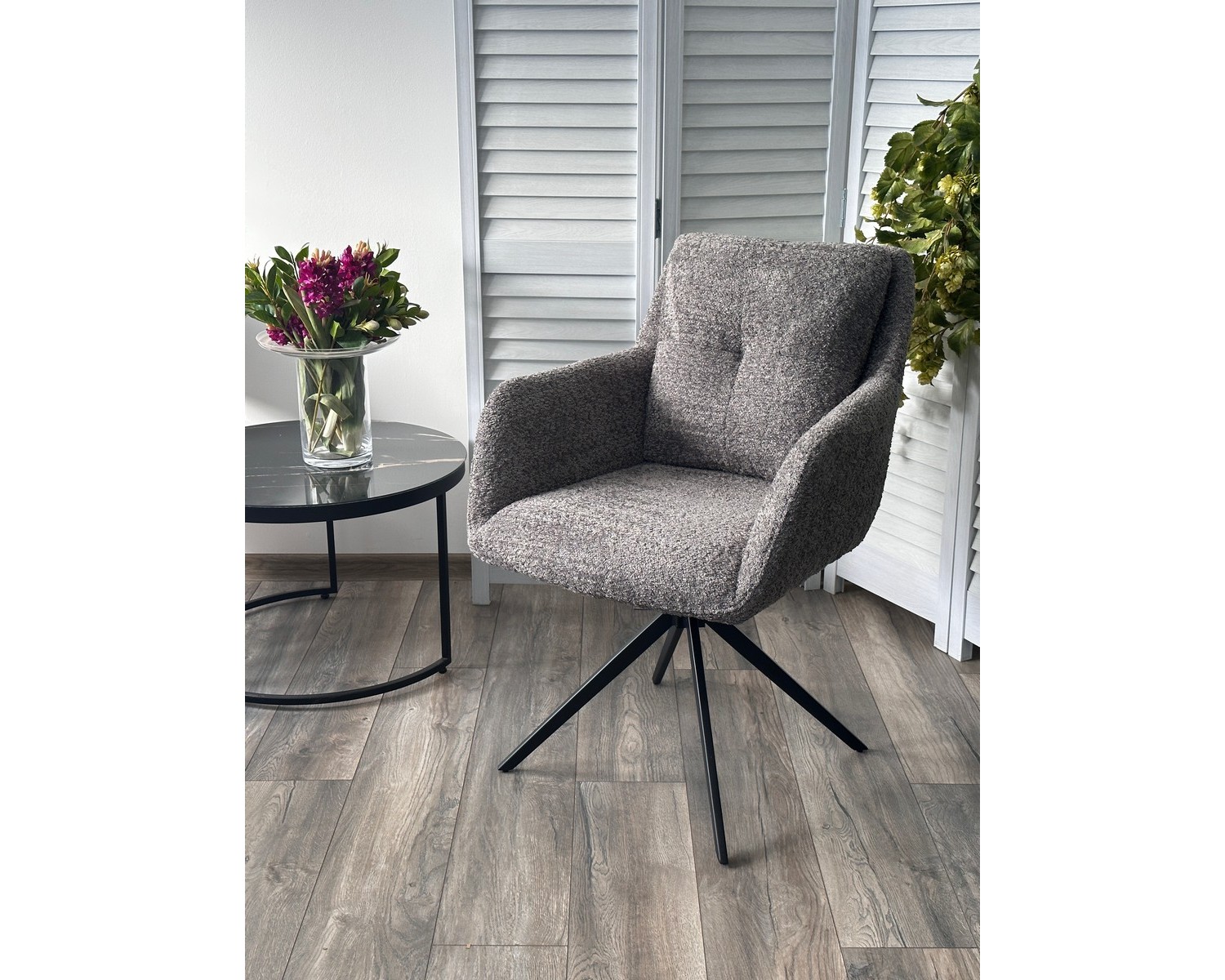 Стул MEADOW 360 град. поворот. Темно-серый XD841-16, букле / черный каркас, ®DISAUR