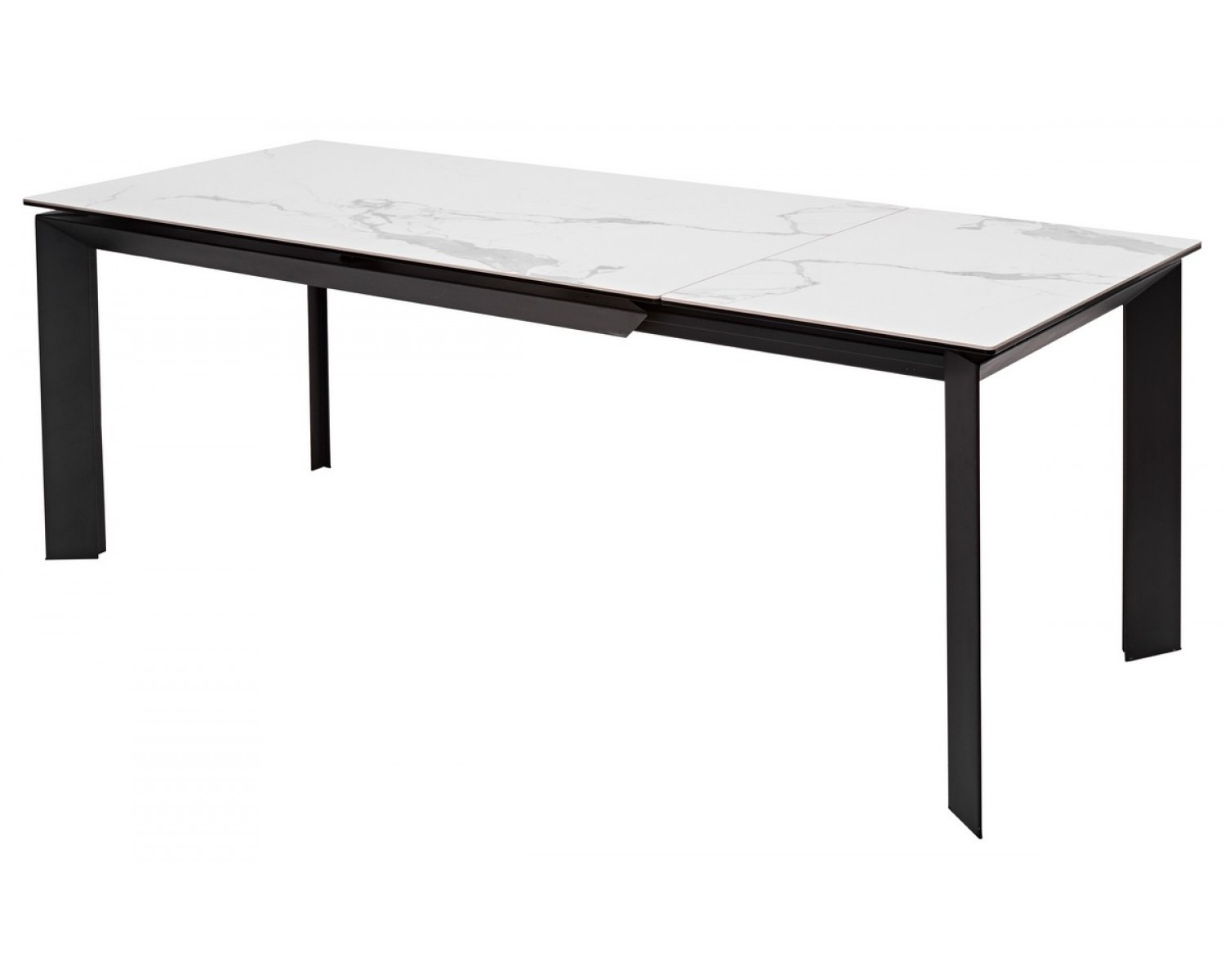 Стол CREMONA 160 HIGH GLOSS STATUARIO Белый мрамор глянцевый, керамика/ черный каркас