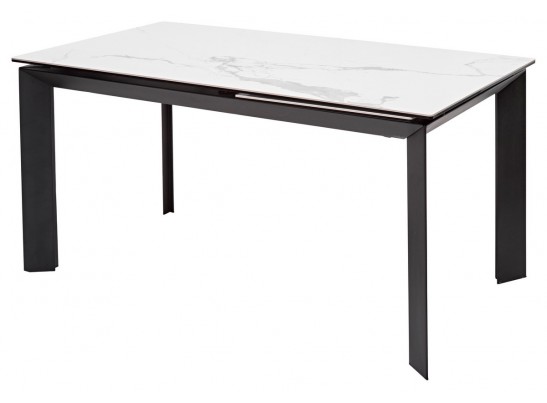 Стол CREMONA 160 HIGH GLOSS STATUARIO Белый мрамор глянцевый, керамика/ черный каркас 