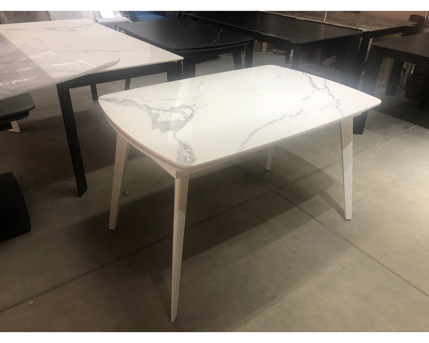 Стол ELIOT 120 GLOSS STATUARIO WHITE SOLID CERAMIC / WHITE, ®DISAUR