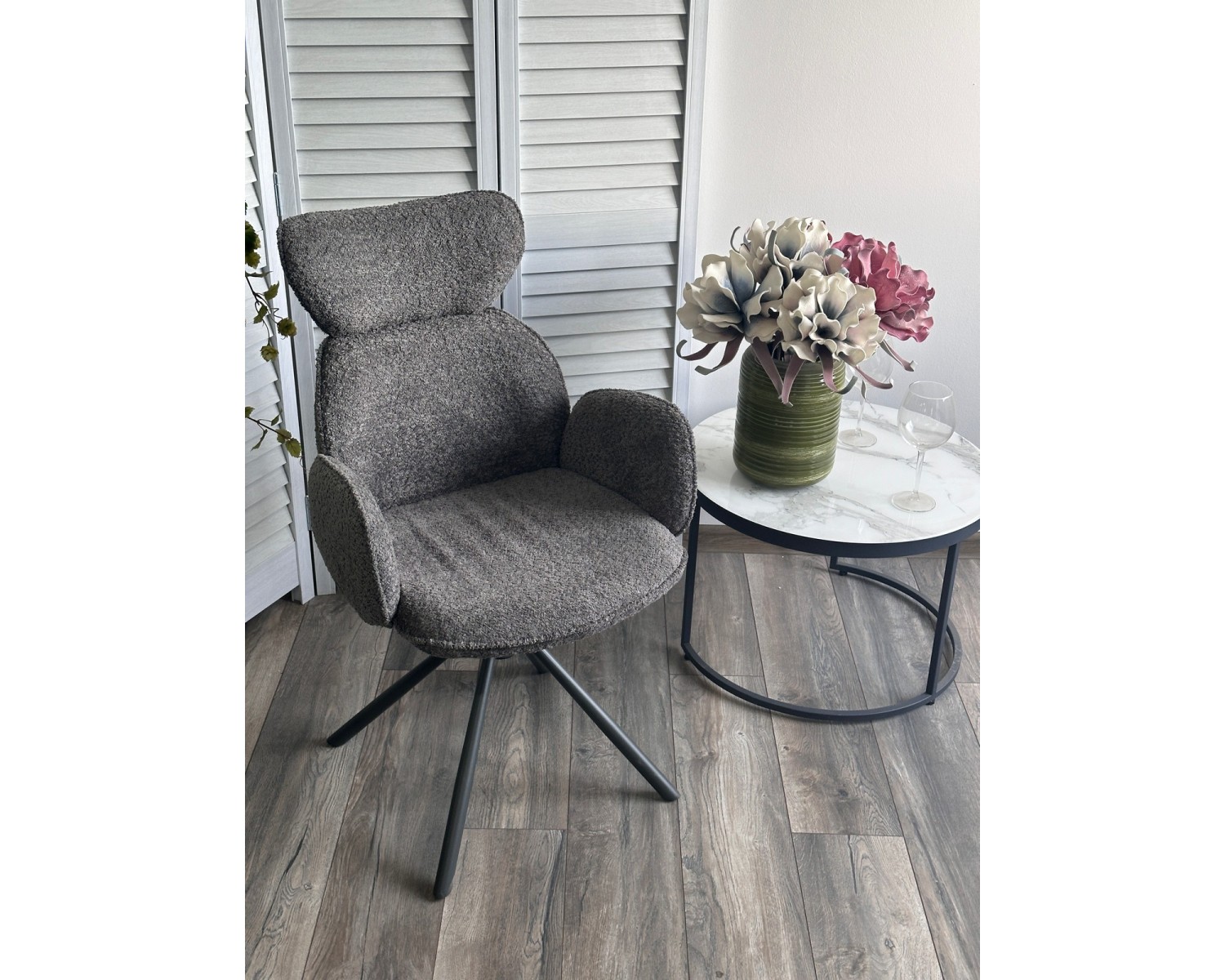Стул VARDY 360 град.поворот. Темно-серый букле XD841-16 / Серый, ®DISAUR