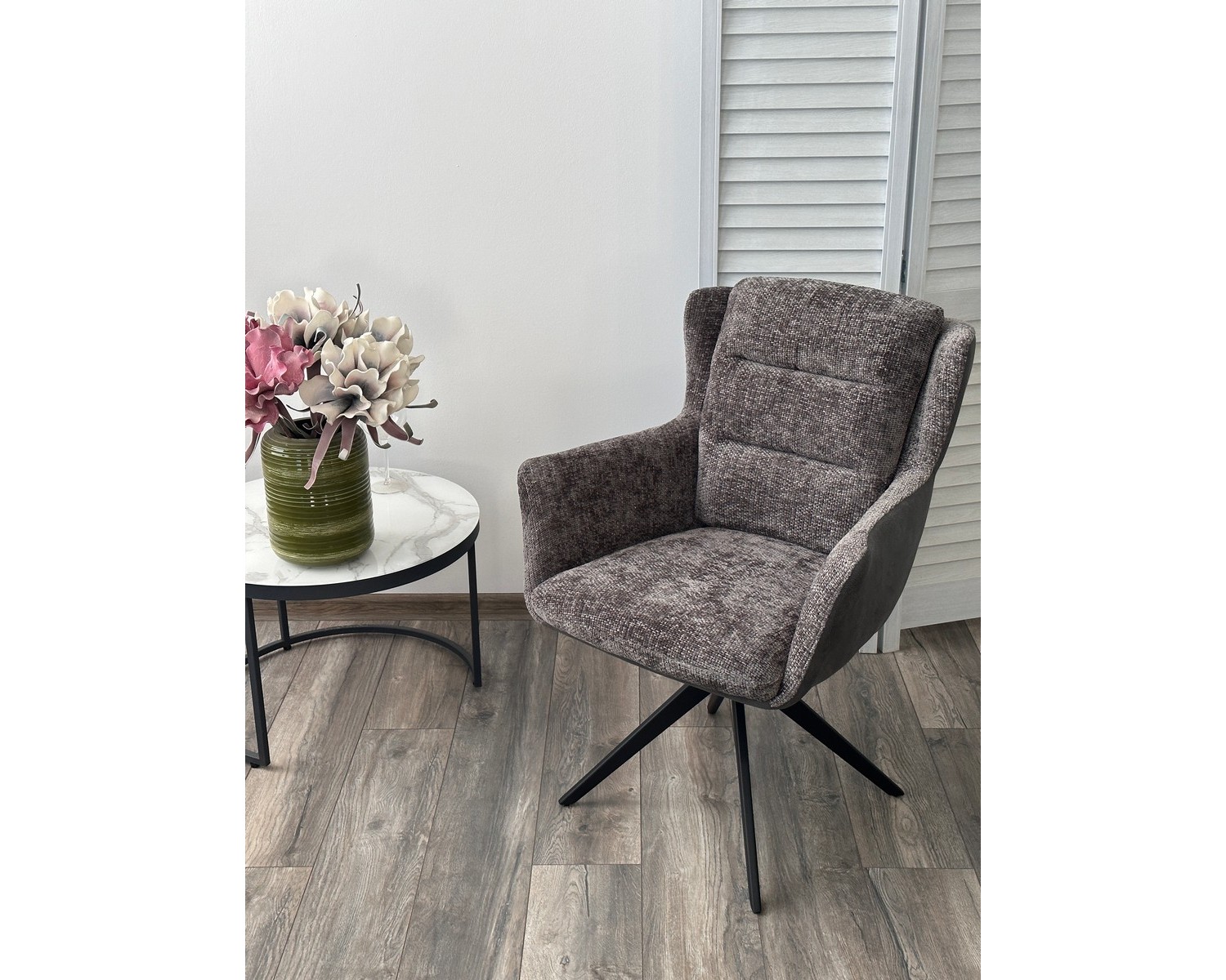 Стул GARLAND 360 град. поворот. HAGA-16 Серый, ткань/ GINO-457 Серый, ткань/ Черный, ®DISAUR
