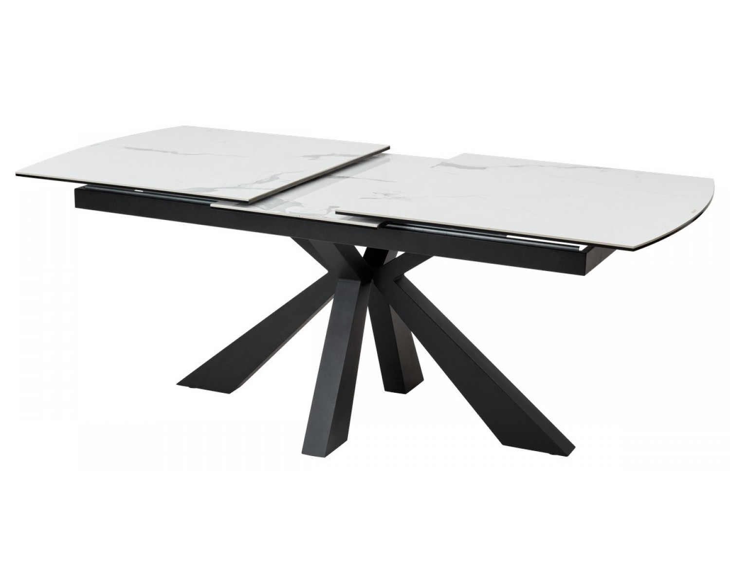 Стол ROVIGO 170 HIGH GLOSS STATUARIO Белый мрамор глянцевый, керамика/ черный каркас
