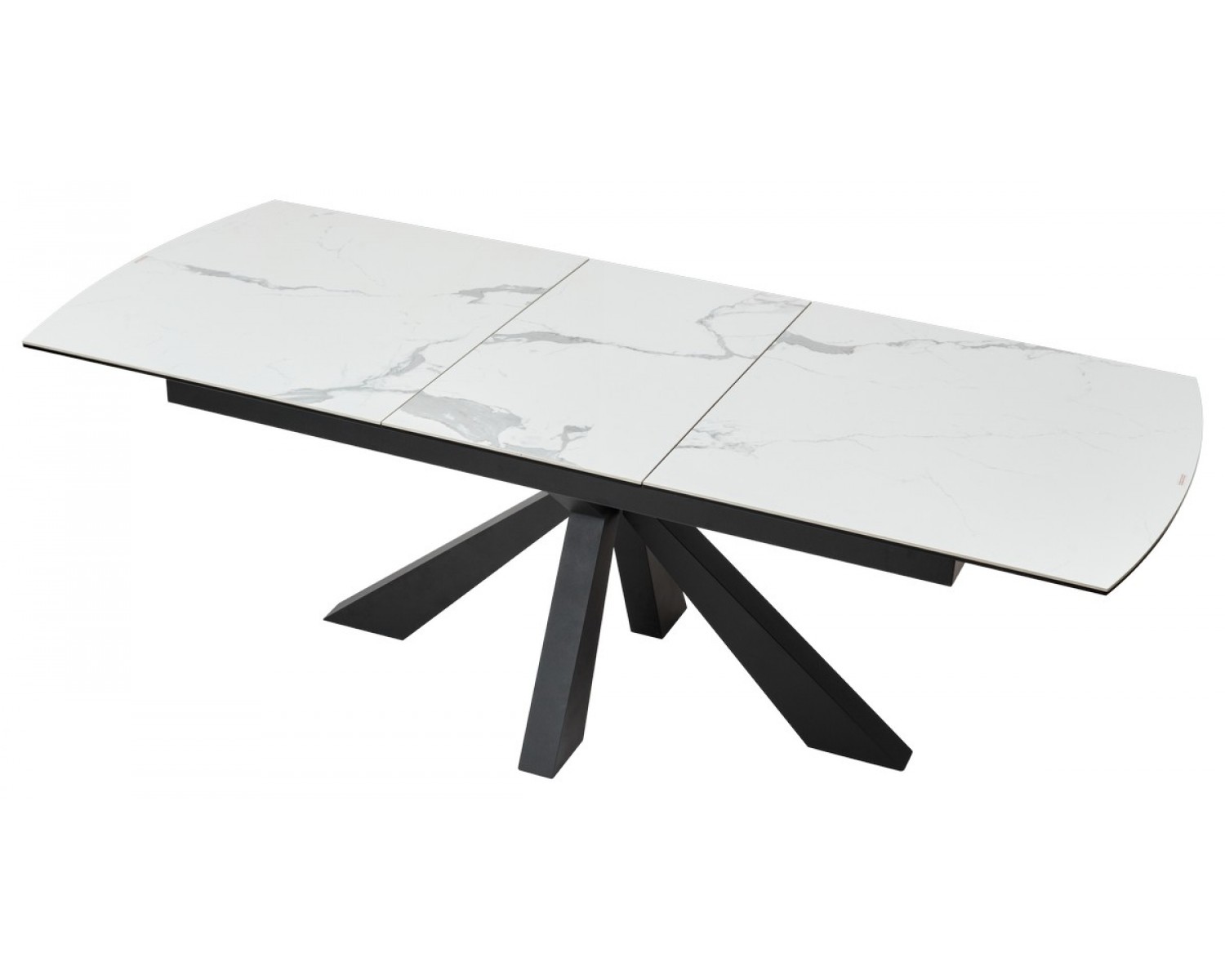 Стол ROVIGO 170 HIGH GLOSS STATUARIO Белый мрамор глянцевый, керамика/ черный каркас