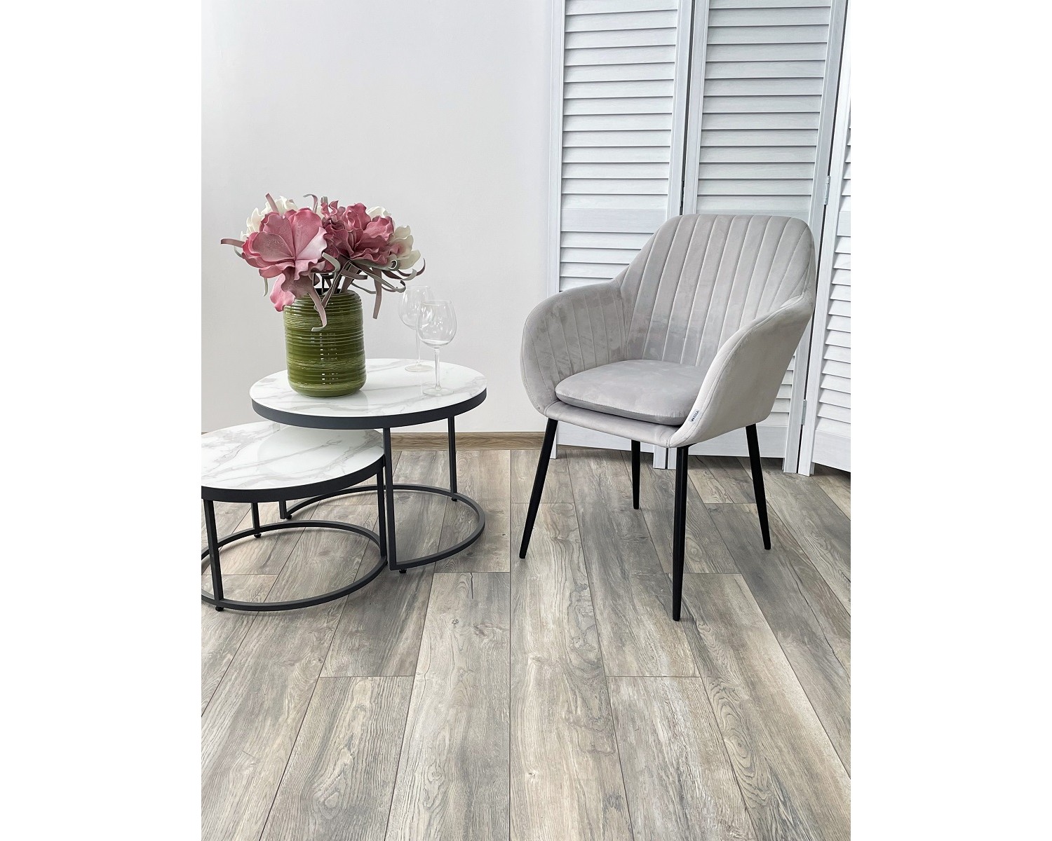 Стул ALABAMA BLUVEL-03 LIGHT GREY, велюр / черный каркас