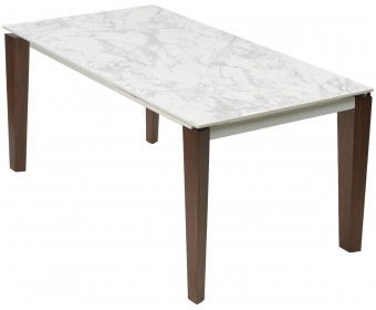Стол ЭЗМИР (ESMIR) 160 цвет АРАБЕСКАТО (MATTE ARABESCATO SOLID CERAMIC) / ОРЕХ, ®DISAUR
